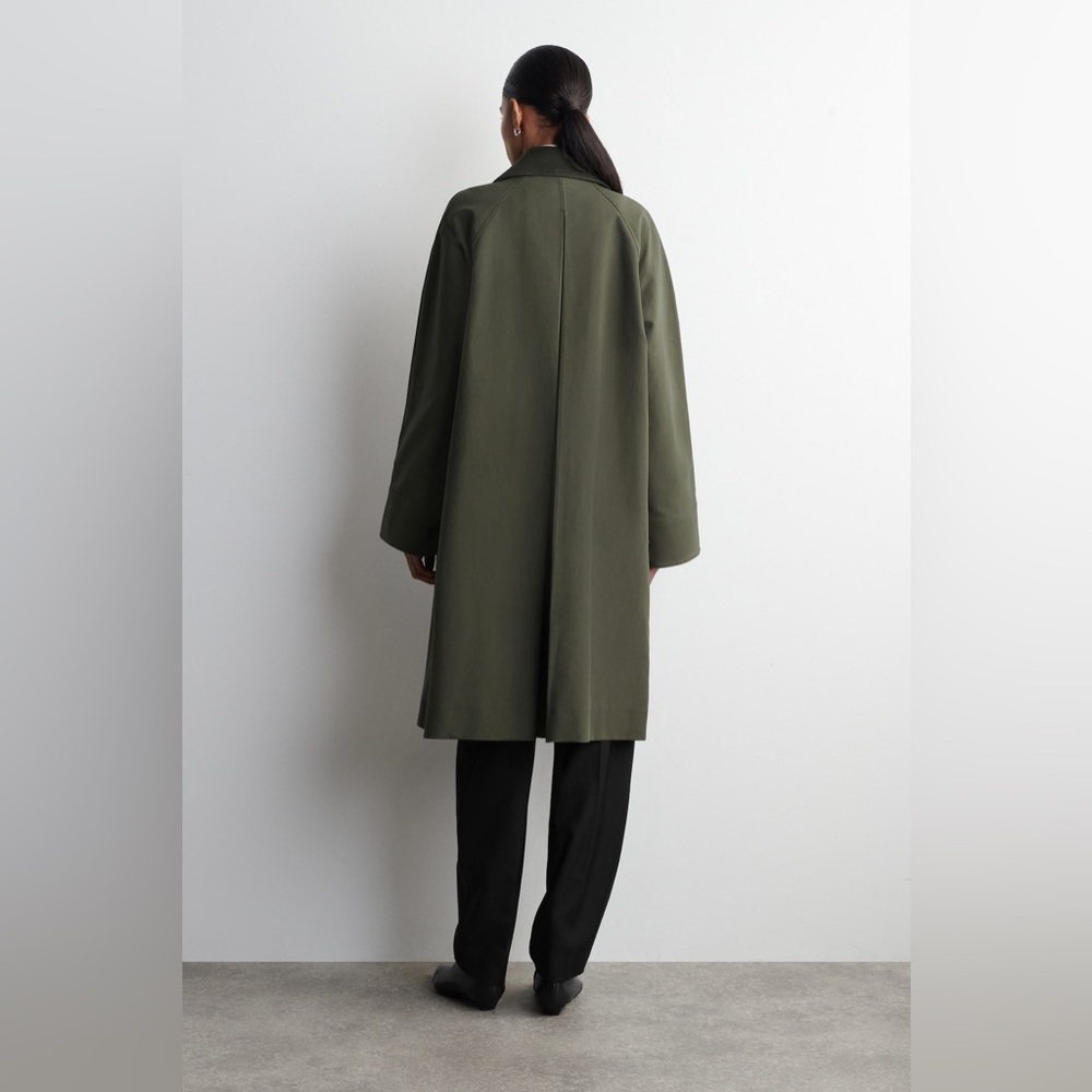 COS Dark Olive Single-Breasted Trench Coat - Picture 5 of 9